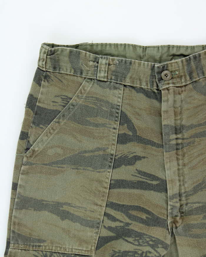 Vintage 1980s US Military Tiger Stripe Camo Wide Leg Cargo Combat Trousers - W32 L30