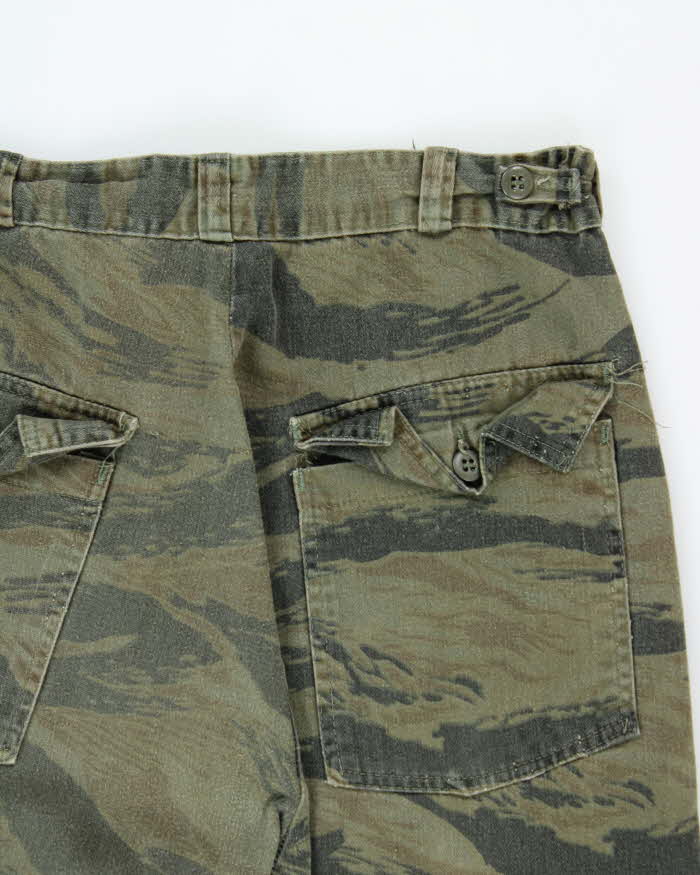 Vintage 1980s US Military Tiger Stripe Camo Wide Leg Cargo Combat Trousers - W32 L30