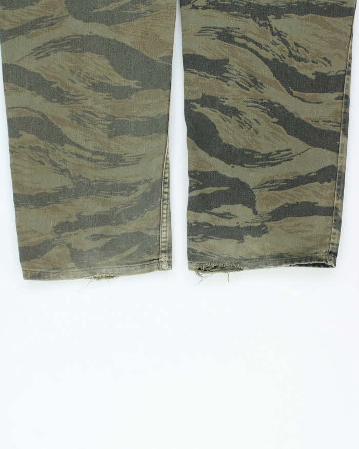Vintage 1980s US Military Tiger Stripe Camo Wide Leg Cargo Combat Trousers - W32 L30