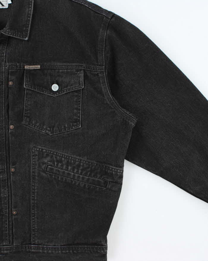 Vintage 1990s Calvin Klein Black Classic Denim Jacket - XL