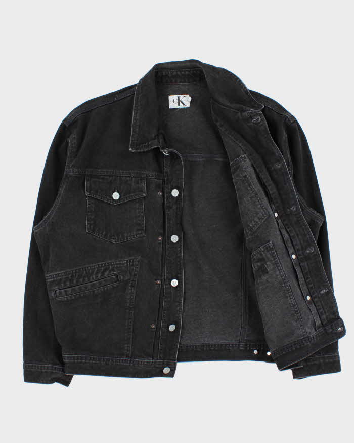 Vintage 1990s Calvin Klein Black Classic Denim Jacket - XL