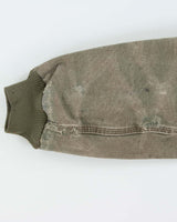 Vintage 2013 Carhartt J130 ARG 'Army Green' Distressed Duck Canvas Quilt Lined Bomber Jacket - L