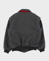 Vintage 1990s Bootlegger Marl Grey Made In Canada Insulated Wool Collared Bomber Jacket - M