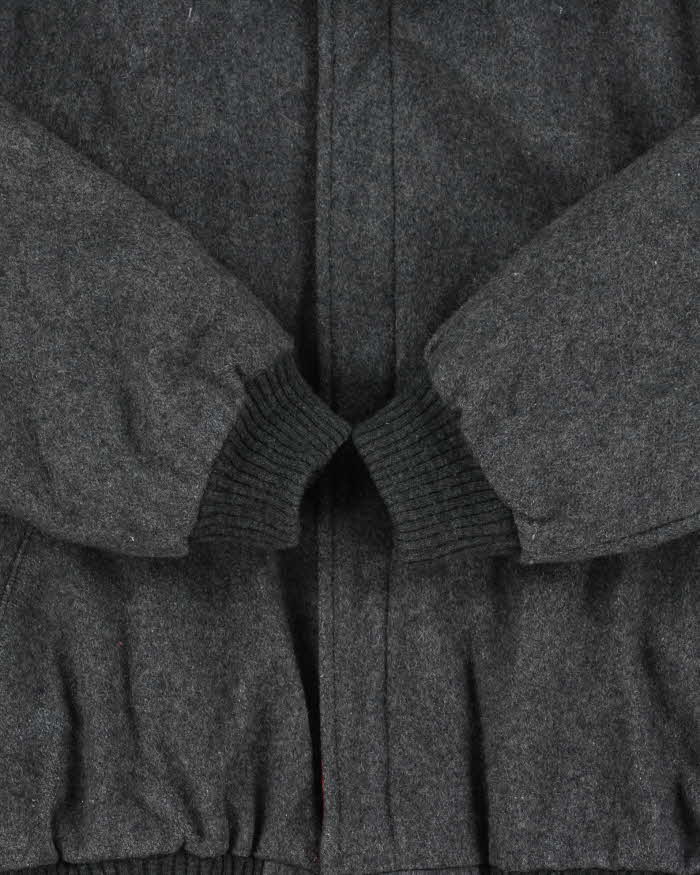 Vintage 1990s Bootlegger Marl Grey Made In Canada Insulated Wool Collared Bomber Jacket - M
