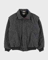 Vintage 1990s Bootlegger Marl Grey Made In Canada Insulated Wool Collared Bomber Jacket - M
