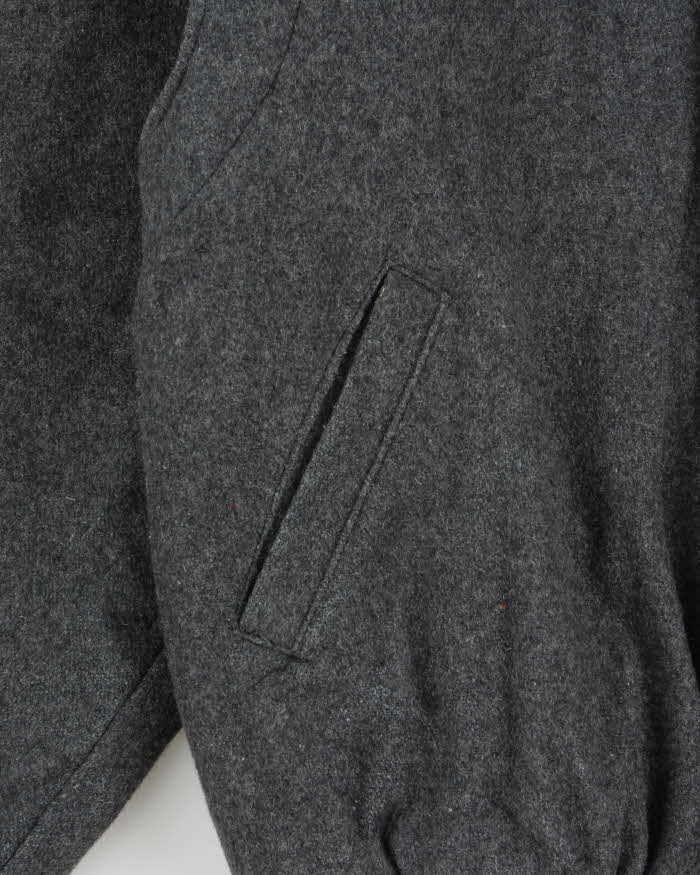 Vintage 1990s Bootlegger Marl Grey Made In Canada Insulated Wool Collared Bomber Jacket - M