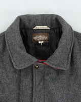 Vintage 1990s Bootlegger Marl Grey Made In Canada Insulated Wool Collared Bomber Jacket - M