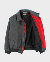 Vintage 1990s Bootlegger Marl Grey Made In Canada Insulated Wool Collared Bomber Jacket - M
