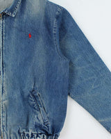 Vintage 1980s Polo Ralph Lauren Made In Canada Medium Wash Denim Harrington Jacket - L