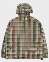 Vintage Eddie Bauer Checked Quarter-zip Oversized Hooded Jacket - M