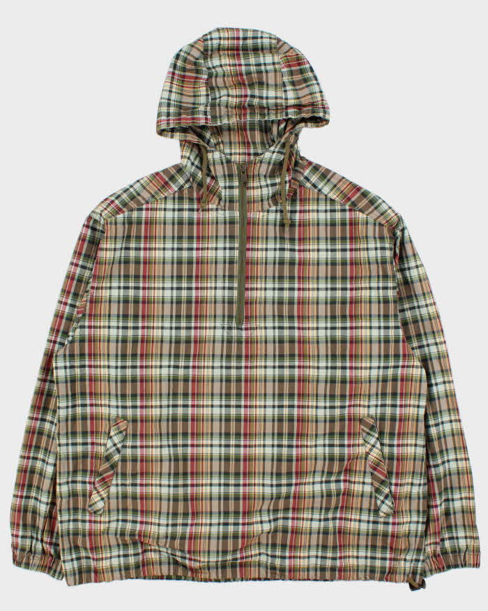 Vintage Eddie Bauer Checked Quarter-zip Oversized Hooded Jacket - M