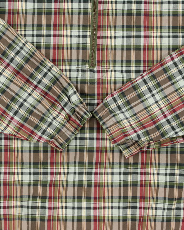 Vintage Eddie Bauer Checked Quarter-zip Oversized Hooded Jacket - M