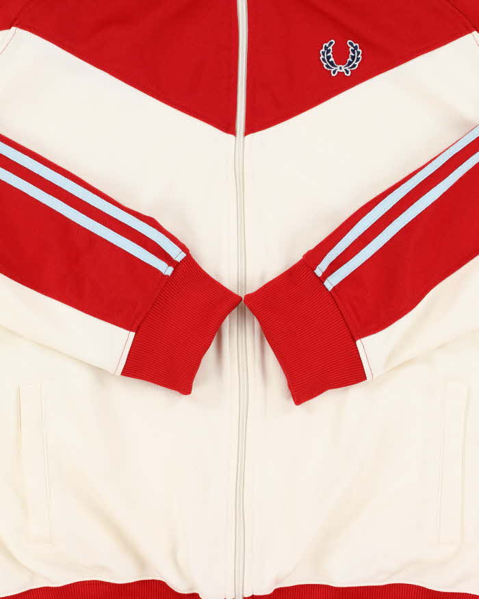 Vintage 1990s Fred Perry Sportswear Classic Baby Blue Striped Track Jacket - XL