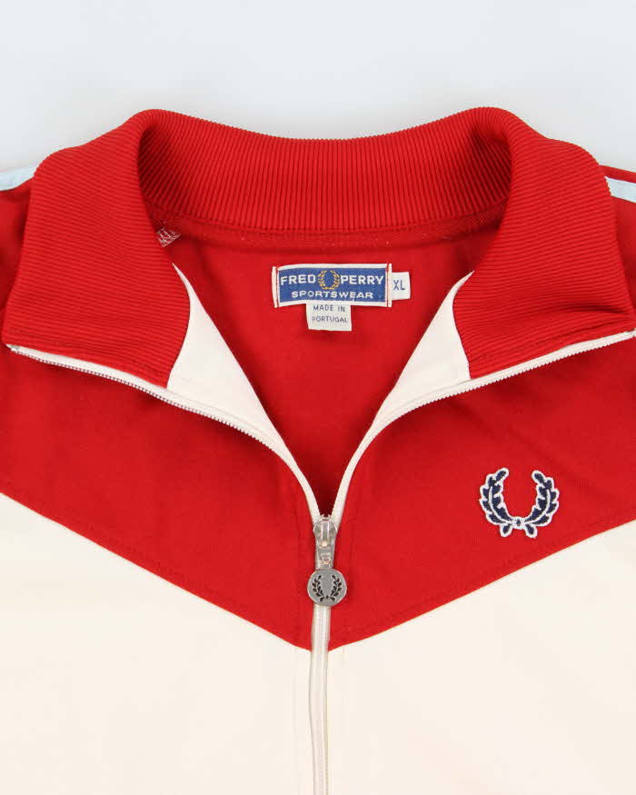 Vintage 1990s Fred Perry Sportswear Classic Baby Blue Striped Track Jacket - XL
