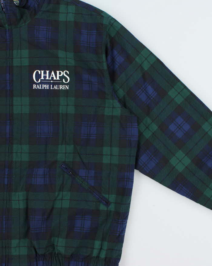 Vintage 1990s Ralph Lauren Chaps Tartan Soft Shell Harrington Windbreaker Jacket - L