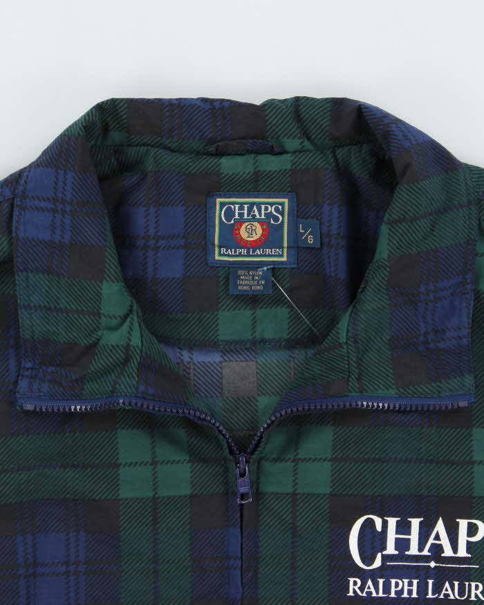 Vintage 1990s Ralph Lauren Chaps Tartan Soft Shell Harrington Windbreaker Jacket - L