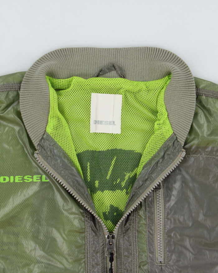 Vintage Y2K 00s Diesel Soft Shell Nylon Volt Bomber Jacket - S