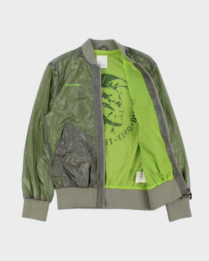Vintage Y2K 00s Diesel Soft Shell Nylon Volt Bomber Jacket - S