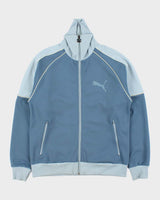 Vintage Y2K 00s Puma Baby Blue Two-Tone Funnel Neck Track Jacket - L