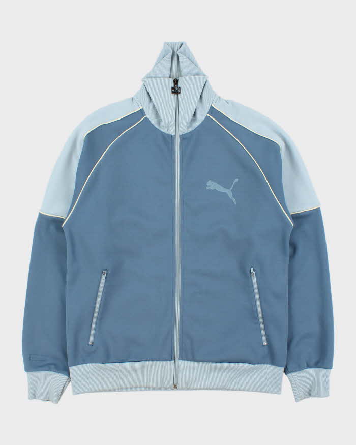 Vintage Y2K 00s Puma Baby Blue Two-Tone Funnel Neck Track Jacket - L