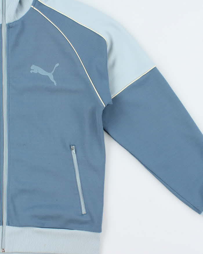 Vintage Y2K 00s Puma Baby Blue Two-Tone Funnel Neck Track Jacket - L