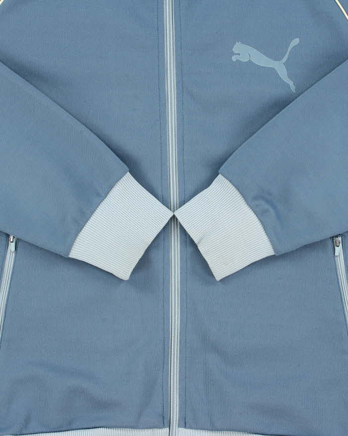 Vintage Y2K 00s Puma Baby Blue Two-Tone Funnel Neck Track Jacket - L