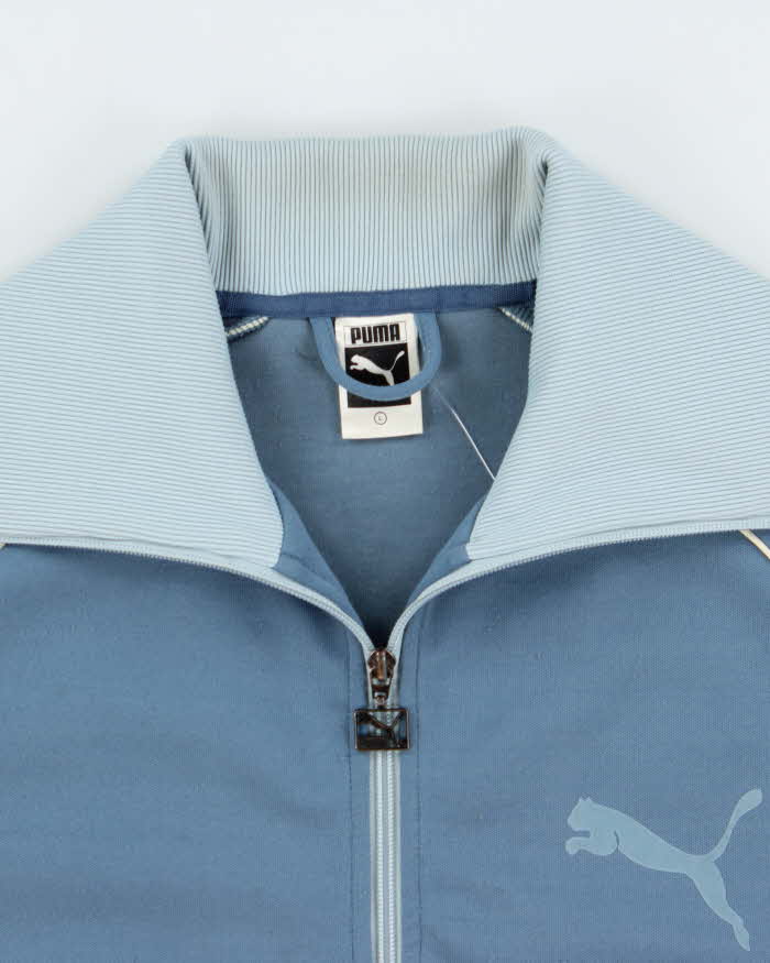 Vintage Y2K 00s Puma Baby Blue Two-Tone Funnel Neck Track Jacket - L