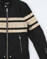 Vintage Y2K 00s Diesel Striped Teflon Canvas Cafe Racer Moto Jacket - M
