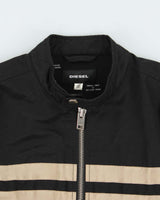 Vintage Y2K 00s Diesel Striped Teflon Canvas Cafe Racer Moto Jacket - M