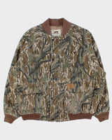 Vintage 1990s Duxbak Realtree Camo Quilt Lined Canvas Made In USA Hunting Bomber Jacket - XL