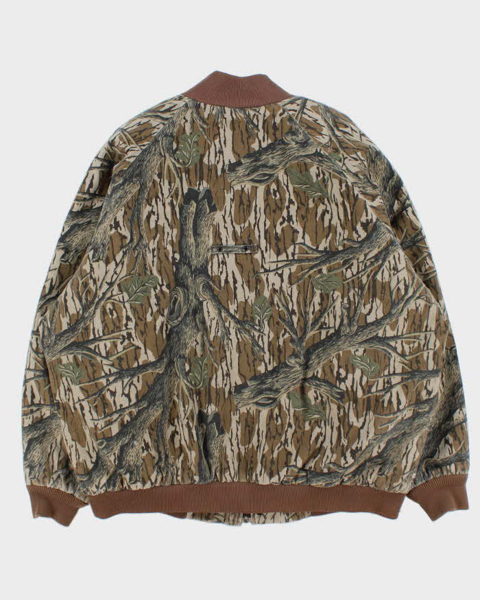 Vintage 1990s Duxbak Realtree Camo Quilt Lined Canvas Made In USA Hunting Bomber Jacket - XL