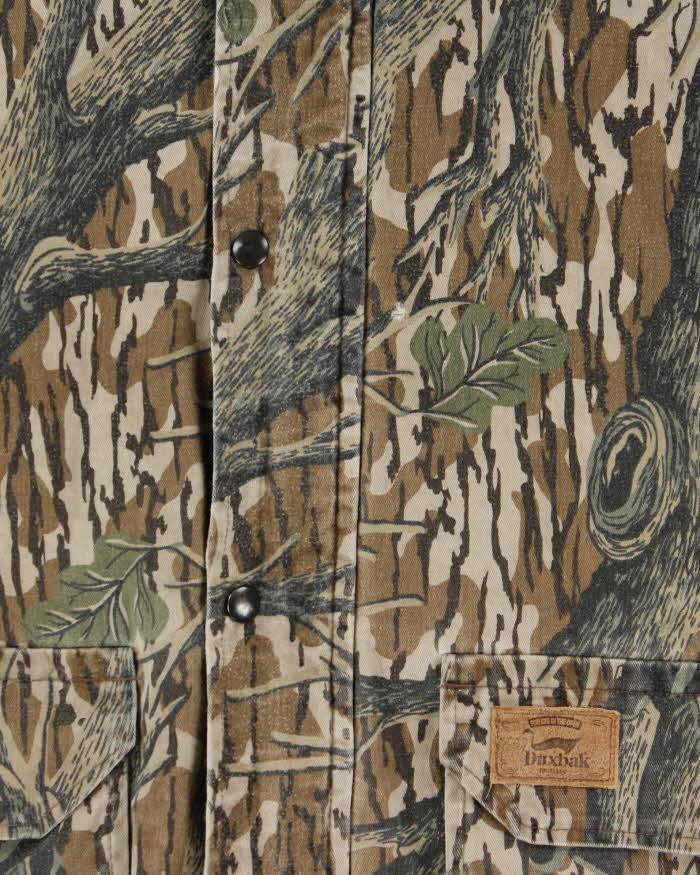 Vintage 1990s Duxbak Realtree Camo Quilt Lined Canvas Made In USA Hunting Bomber Jacket - XL