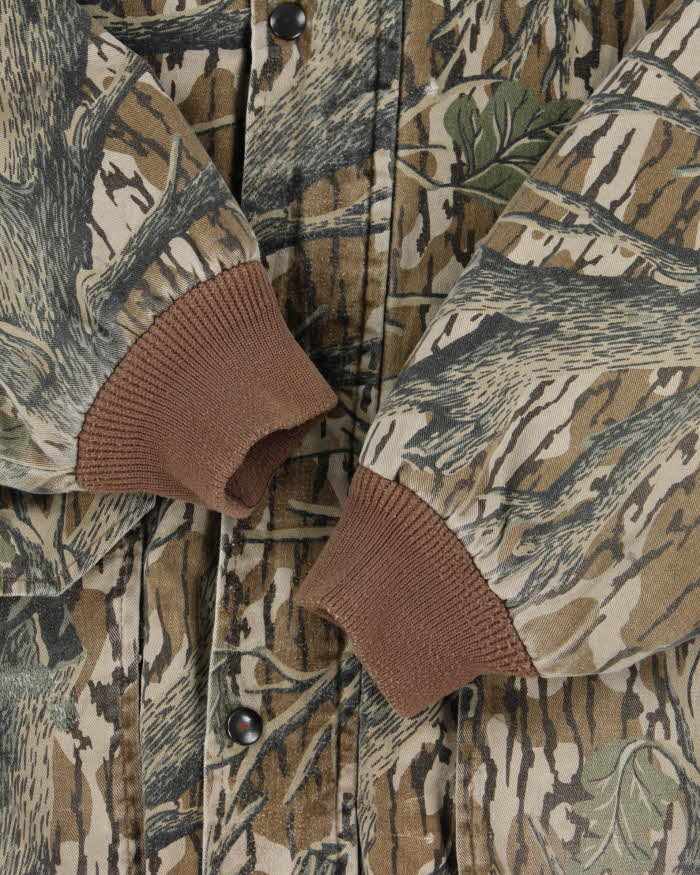Vintage 1990s Duxbak Realtree Camo Quilt Lined Canvas Made In USA Hunting Bomber Jacket - XL