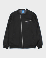 Vintage Y2K 00s Adidas Originals Satin 3-Stripe Asymmetrical Cafe Racer Track Jacket - M