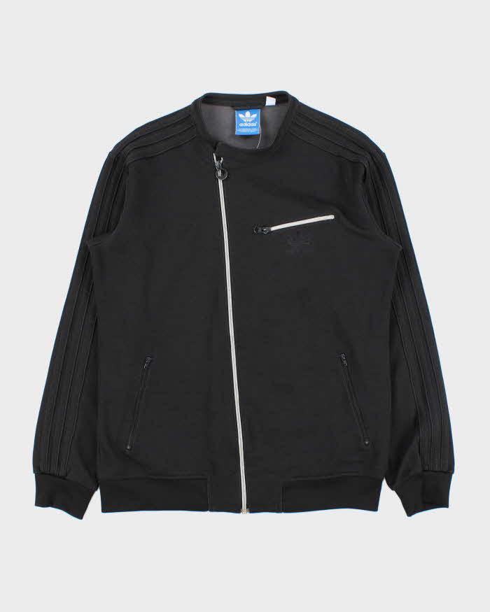 Vintage Y2K 00s Adidas Originals Satin 3-Stripe Asymmetrical Cafe Racer Track Jacket - M