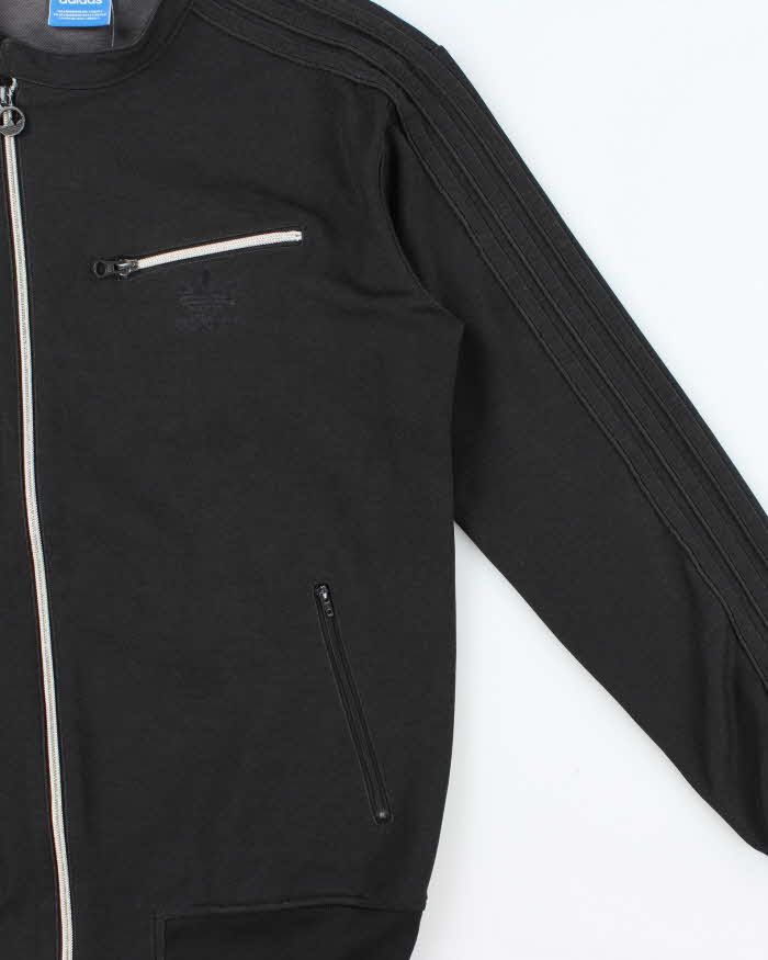 Vintage Y2K 00s Adidas Originals Satin 3-Stripe Asymmetrical Cafe Racer Track Jacket - M
