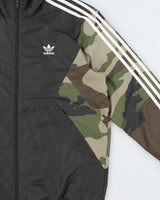 Vintage Adidas Originals Soft Shell Camo Hooded Windbreaker Jacket - L