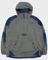 Vintage 1990s Columbia Half-zip Packable Hooded Waterproof Jacket - L
