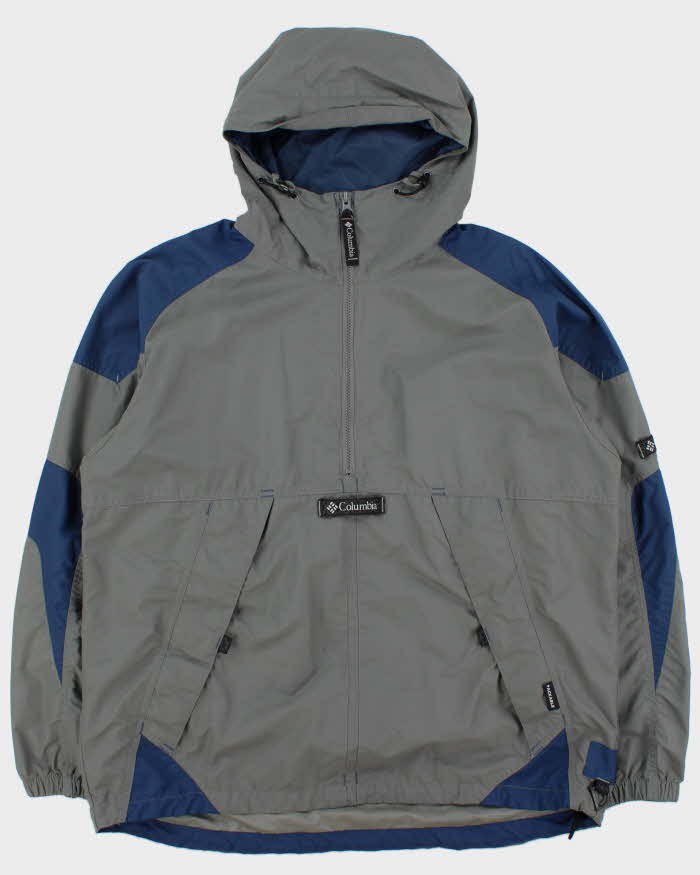 Vintage 1990s Columbia Half-zip Packable Hooded Waterproof Jacket - L
