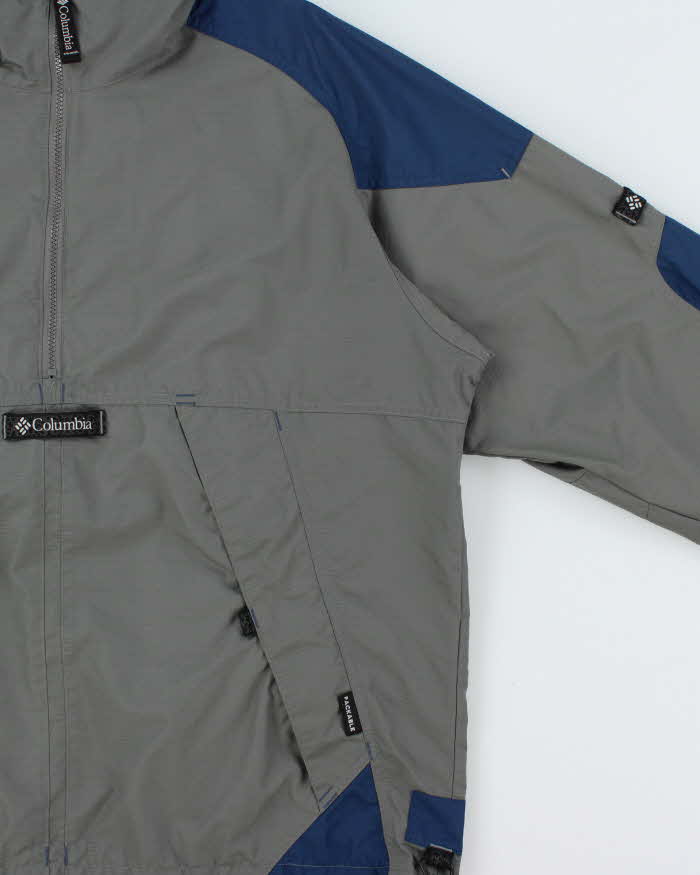 Vintage 1990s Columbia Half-zip Packable Hooded Waterproof Jacket - L