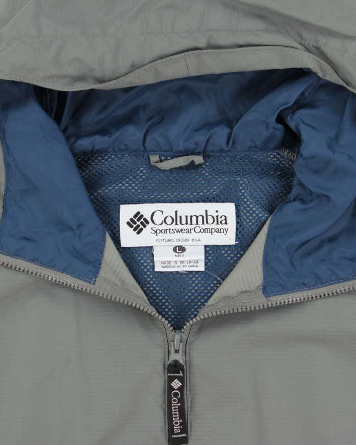 Vintage 1990s Columbia Half-zip Packable Hooded Waterproof Jacket - L