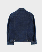 Vintage 1970s GWG Union Made In Canada Raw Dark Wash Denim Snap Button Trucker Jacket - S