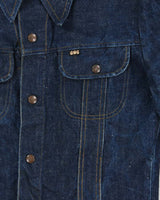 Vintage 1970s GWG Union Made In Canada Raw Dark Wash Denim Snap Button Trucker Jacket - S