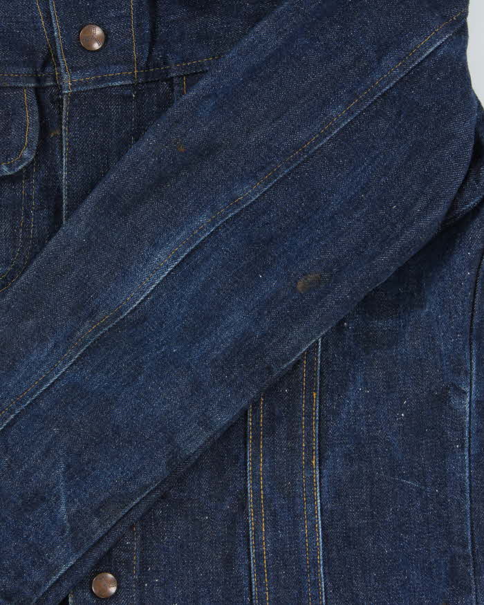 Vintage 1970s GWG Union Made In Canada Raw Dark Wash Denim Snap Button Trucker Jacket - S