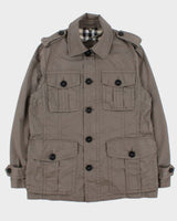 Vintage Y2K 00s Burberry London Khaki Canvas Military Field Jacket - L