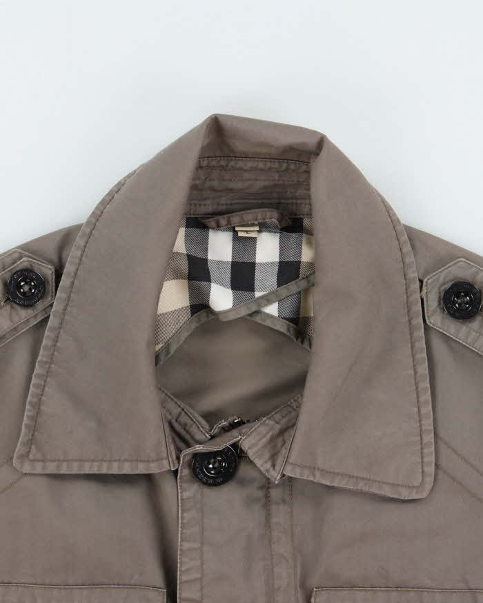 Vintage Y2K 00s Burberry London Khaki Canvas Military Field Jacket - L