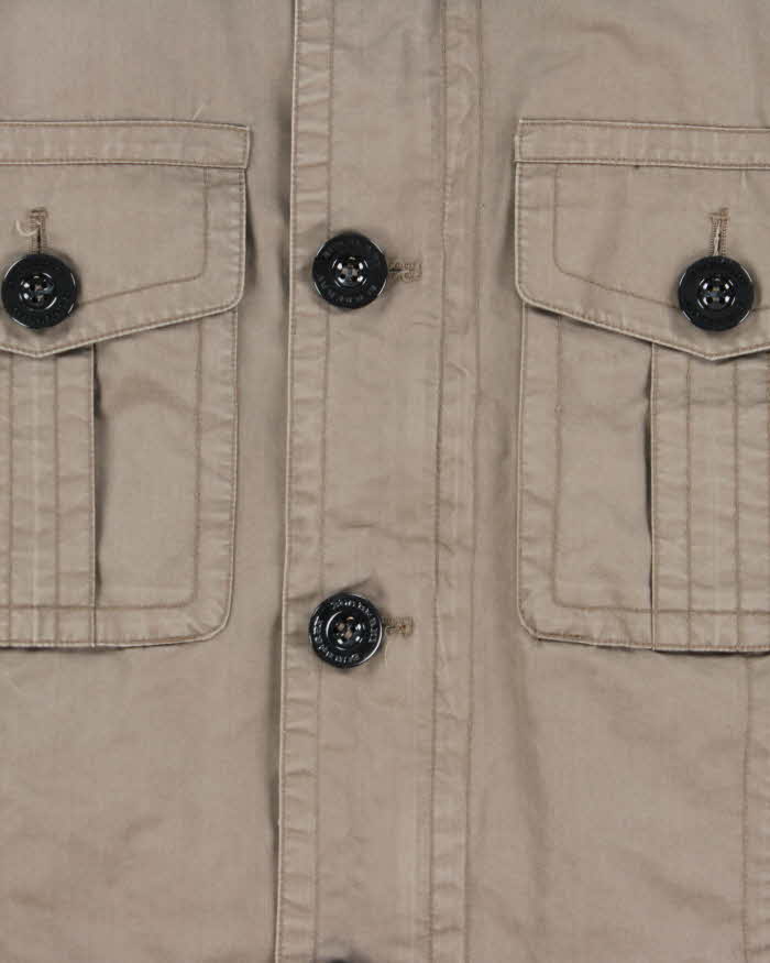 Vintage Y2K 00s Burberry London Khaki Canvas Military Field Jacket - L