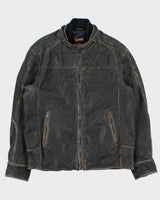 Vintage Y2K 00s Danier Heavyweight Patina Leather Cafe Racer Moto Jacket - XL