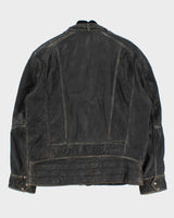 Vintage Y2K 00s Danier Heavyweight Patina Leather Cafe Racer Moto Jacket - XL