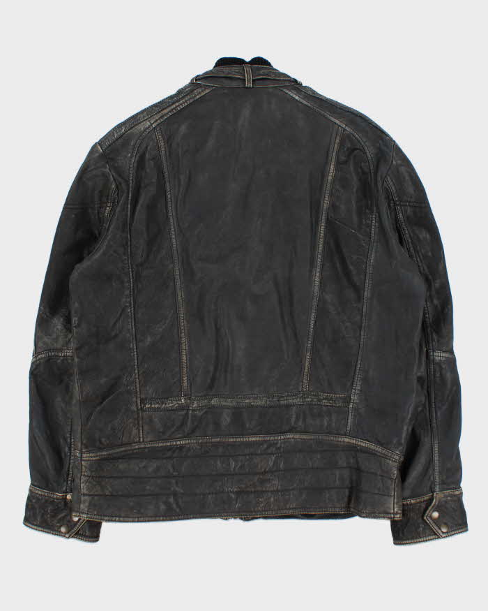 Vintage Y2K 00s Danier Heavyweight Patina Leather Cafe Racer Moto Jacket - XL